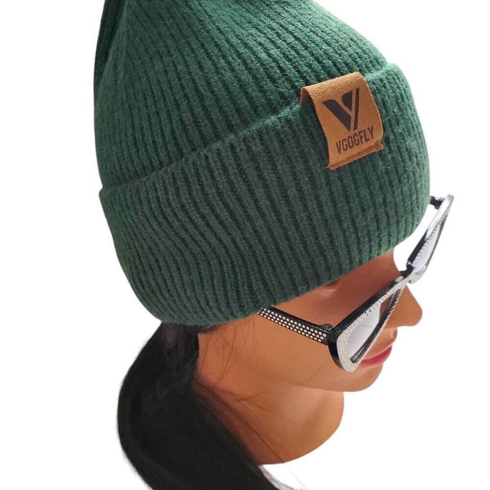 VGOGFLY Deep Green Knit Beanie Cap OS - Picture 4 of 10